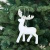 1PC Flocked Reindeer Tree Decoration Glitter Reindeer Scandinavian Christmas Ornament Holiday Decor 10x14cm