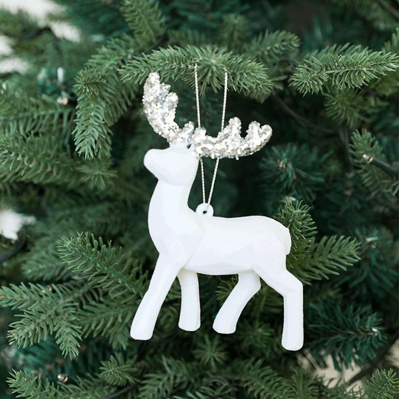 1PC Flocked Reindeer Tree Decoration Glitter Reindeer Scandinavian Christmas Ornament Holiday Decor 10x14cm