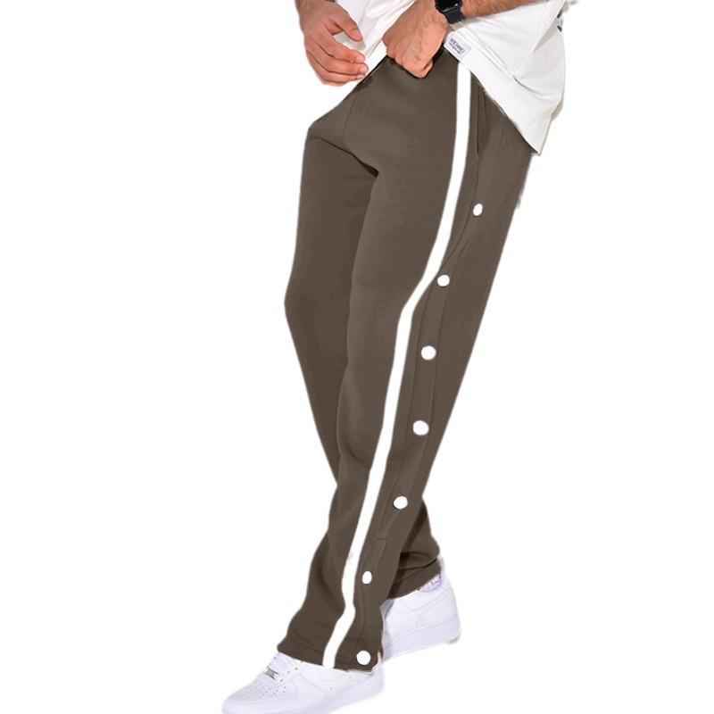 Men's casual sports buttoned trousers men's autumn new loose straight drawstring large size trousers