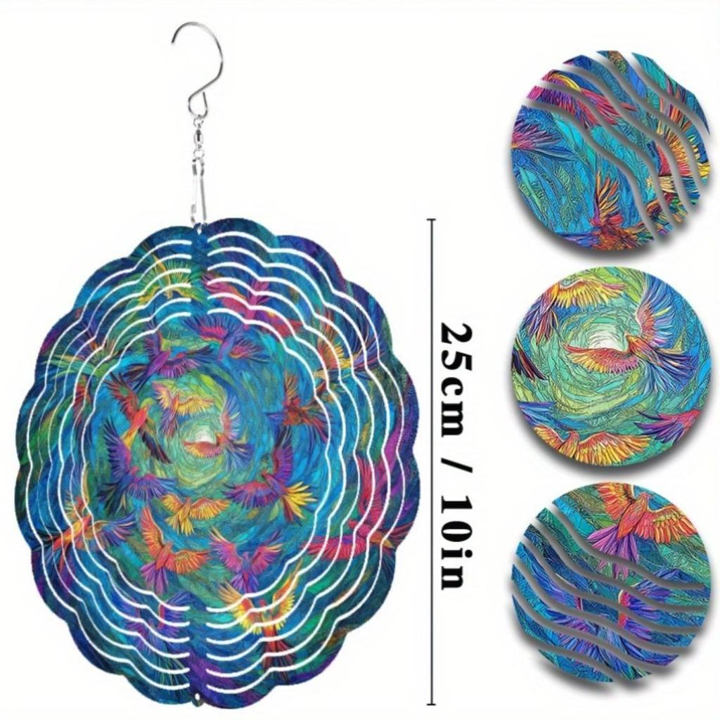 Vibrant Phoenix Wind Chime Colorful Metal Garden Decor with 360 Hook Ideal for Spring Summer Balcony Outdoor Space Durable Wind Chimes for Patio Yard