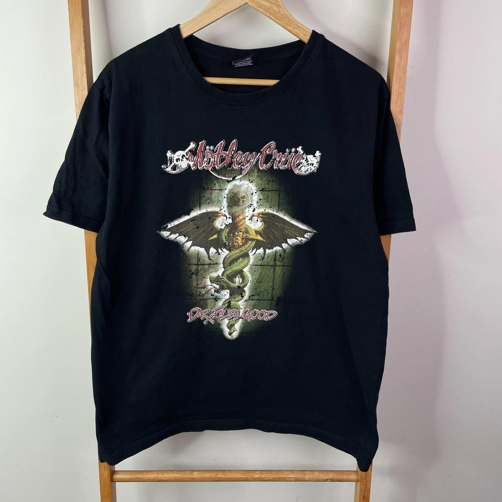 

Motley Crue Shirt Mens Large Black Dr Feel Good Graphic Print Crew Neck Outdoor 4XL