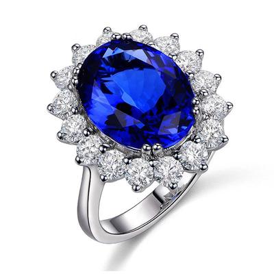 Noble Adjustable Simulated Tanzanite & Sapphire Women's Ring, White Gold Plated