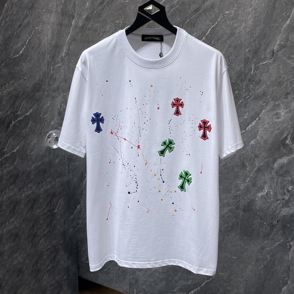 8965 CHROME HEARTS 2026 Summer New High Quality Cotton Round Neck Loose Large Size Men's and Women's T-shirt Couple T-shirt