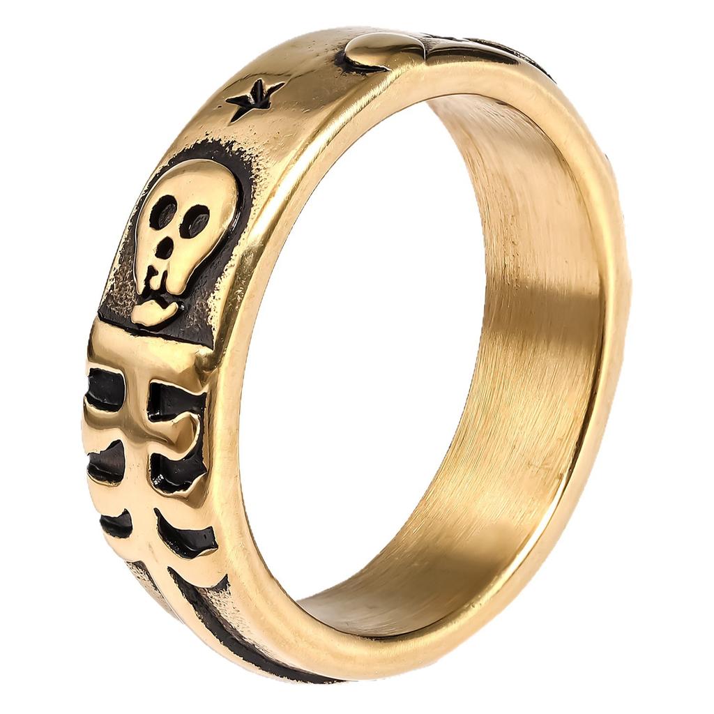 Personalized Stainless Steel Personalized Skull Trendy Man Retro Star Men'S Ring New Punk Style