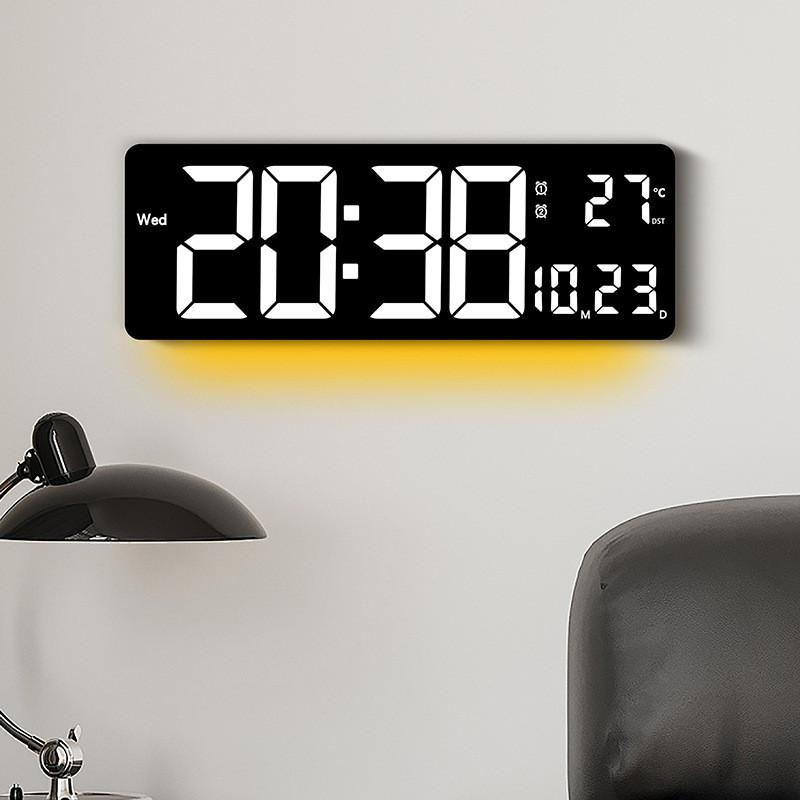 Digital Wall Clock With Rgb Led Lights Modern Living Room Decor Extra Large Display