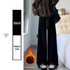 Women's High-Waisted Corduroy Pants - White Fluffy Lambswool, Wide-Leg, Plus Velvet Thickened & Slimming for Autumn/Winter