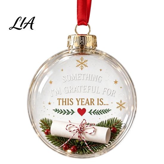 Indoor Outdoor Xmas Hanging Ornaments 3D Clear Ball Christmas Ornament, Holiday Message Keepsake, Acrylic Decorations for Bedroom Windows Tree