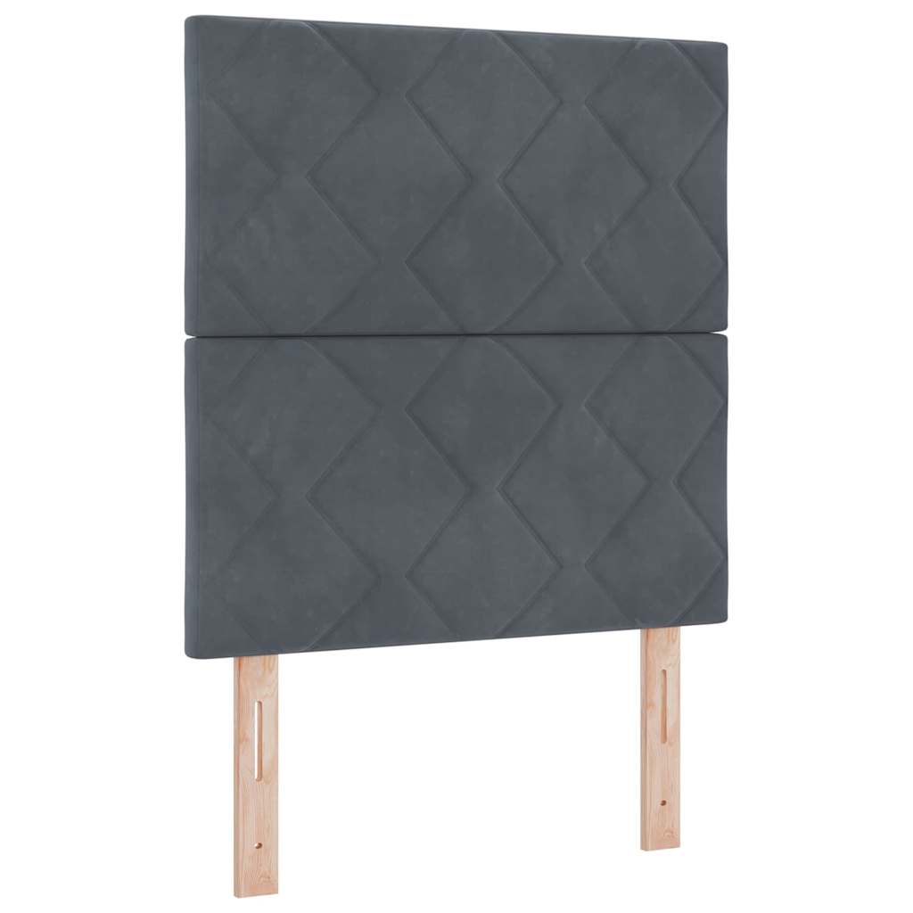 LED Boxspring Bed with Headboard Dark Grey 80 X 200 Cm Velvet