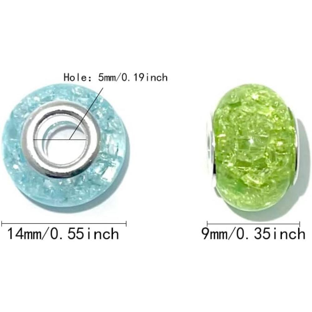 12/30/60PCS European Large Hole Lampwork Spacer Beads Assorted European Craft Beads Mixed Color for DIY Necklace Bracelet Jewelry Making