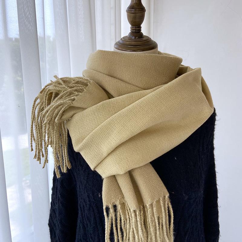 Fashionable And Trendy Scarves For Women In Autumn And Winter, New Mid Length Scarves With Sweet And Warm Tassel Shawls For Students And Couples