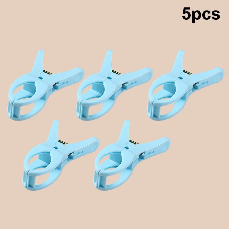 5Pcs 2025 New Solid Color Plastic Towel Clips Laundry Clothes Pegs Clamps Home Hanging Clip Clothespins Bathroom Organization