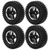 4Pcs Remote Control Metal Wheel Hub Rubber Tires Replacement for MN86 1/12 RC CarBlack