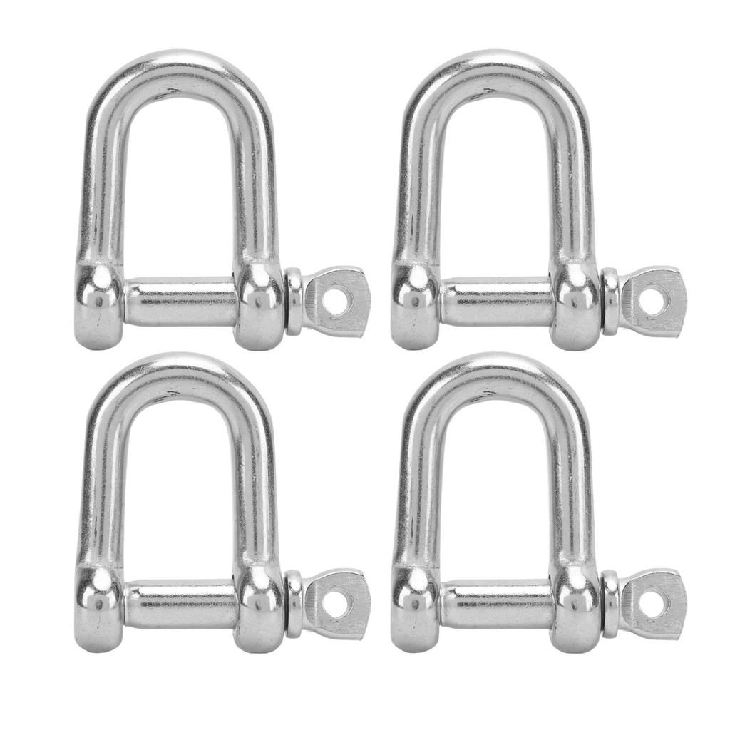 4PCS Stainless Steel D Shackle Marine Hardware Boat D Ring Polished Shackle for Coupling Chain and