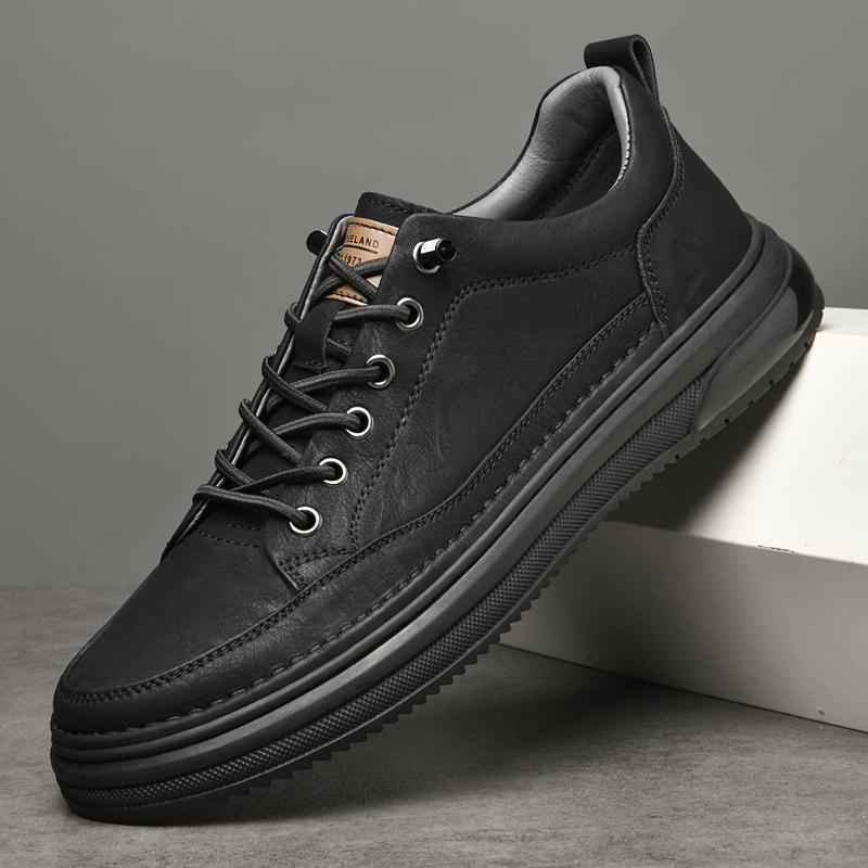

Новое поступление мужской обуви повседневные мужские кроссовки из натуральной кожи мужские удобные прогулочные туфли на шнуровке мужская однотонная обувь для отдыха на открытом воздухе 44 чёрный