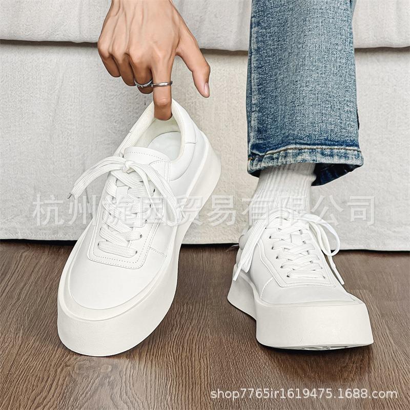 [159] Little White Shoes Men's Trend Versatile Summer Breathable Men's Shoes Thick Sole Heightening Low-top Casual Board Shoes