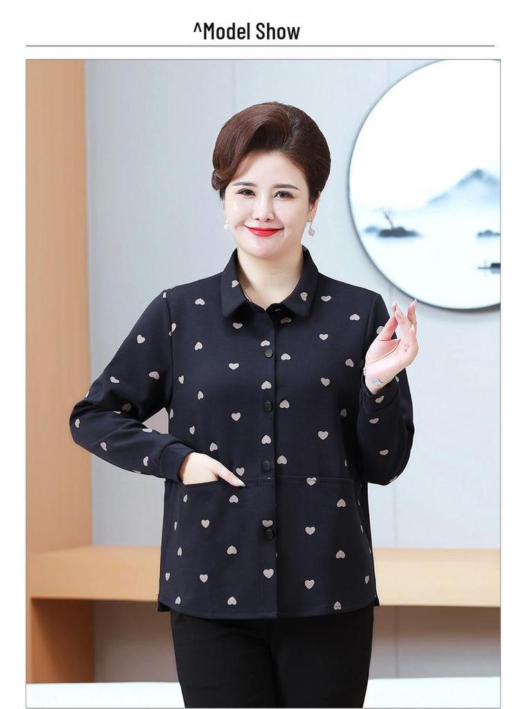 Mittellanger bedruckter Trenchcoat für Damen: Neuer 2025 Frühling & Herbst Mode-Cardigan für Mittelalte & Ältere