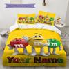 Pościel z wzorem imion M&M's, Zestaw kołdry Pokrowiec na kołdrę Poszewka na poduszkę Domowy prezent urodzinowy(1 * poszwa na kołdrę + 2 * poszewki na poduszki, bez rdzenia)