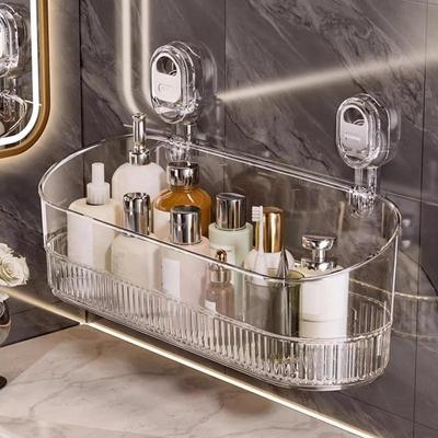Étagère de Rangement pour Salle de Bain Ondulation d'Eau Murale Non Perforée Ventouse Panier de Rangement Pour Produits de Rangement Domestique
