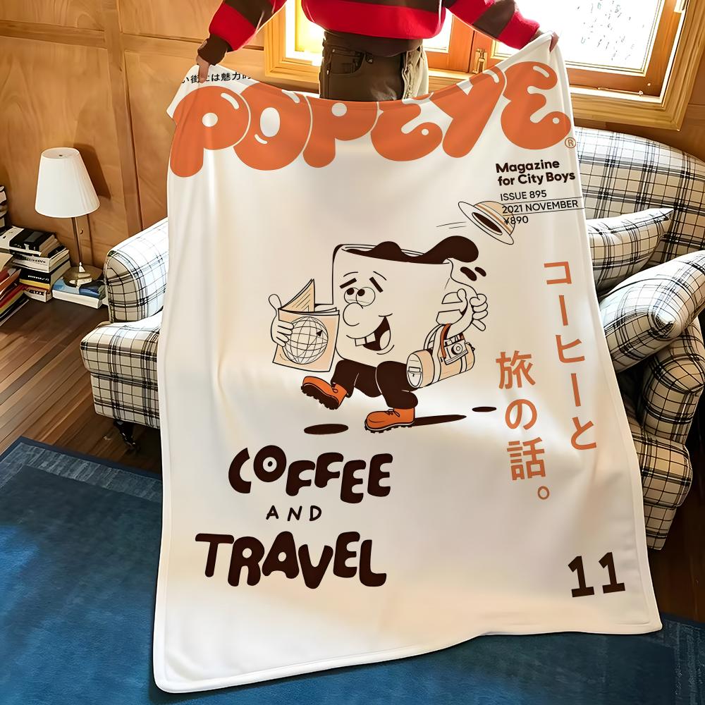 Cartoon P-popeye Throw Flannel Cozy Print Blanket, Portable, Durable Machine Washable Cute Cool