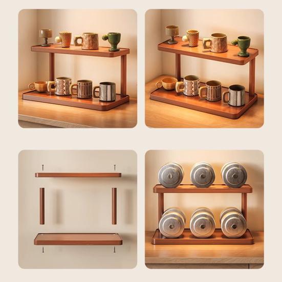 Desktop Storage Rack Durable Construction Strong Load-bearing Multipurpose Wood Tabletop Stand Storage Shelf