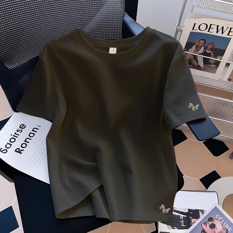 White cotton design sense front shoulder short-sleeved t-shirt women's 2025 summer new explosion foreign style loose and versatile top