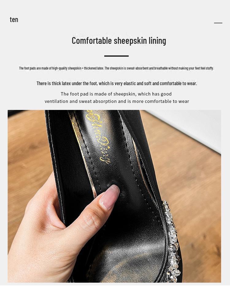 2025-ös szatén tűsarkú cipő: Elegáns hegyes orr strasszokkal, francia ihletésű, tavaszra és őszre alkalmas