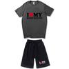Men Women Cotton Short Sleeve T-Shirt Shorts Set Casual Outfit Youth Style