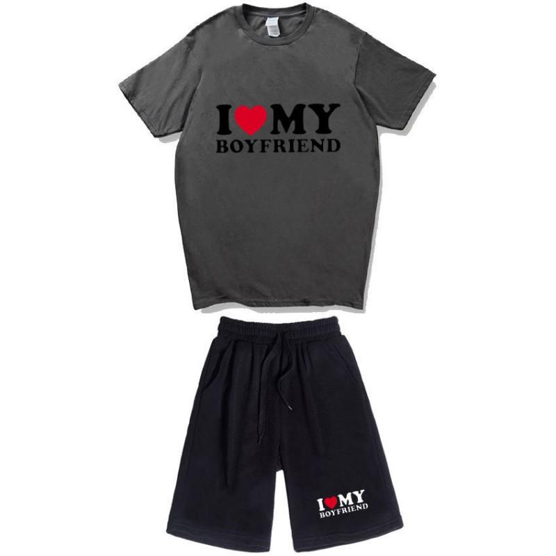 Men Women Cotton Short Sleeve T-Shirt Shorts Set Casual Outfit Youth Style