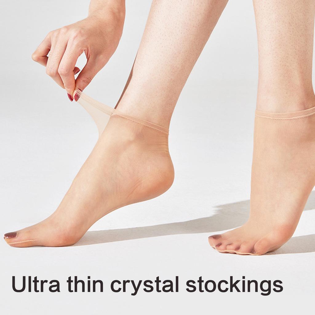 5 Pairs Soft Silky Stockings for Womens Sheer Ankle Socks With Elastic Cuffs Ultra Thin See Through Low Cut Boat Socks