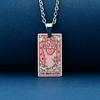 Stainless Steel Cat Tarot Card Necklace for Men Women Animal Divination Jewelry Accessory