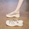 Fashion CRLAYDK Slide Sandals for Women Strappy Ladies Fashion Platform Open Toe Walking Wedge Rhinestone Beach Vacation Slippers