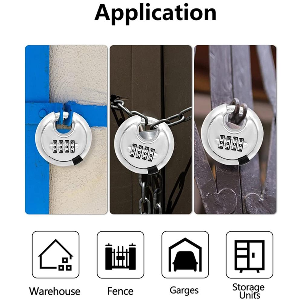 4-Position Combination Disc Padlock for Warehouse Cabinet Bicycle Trailers