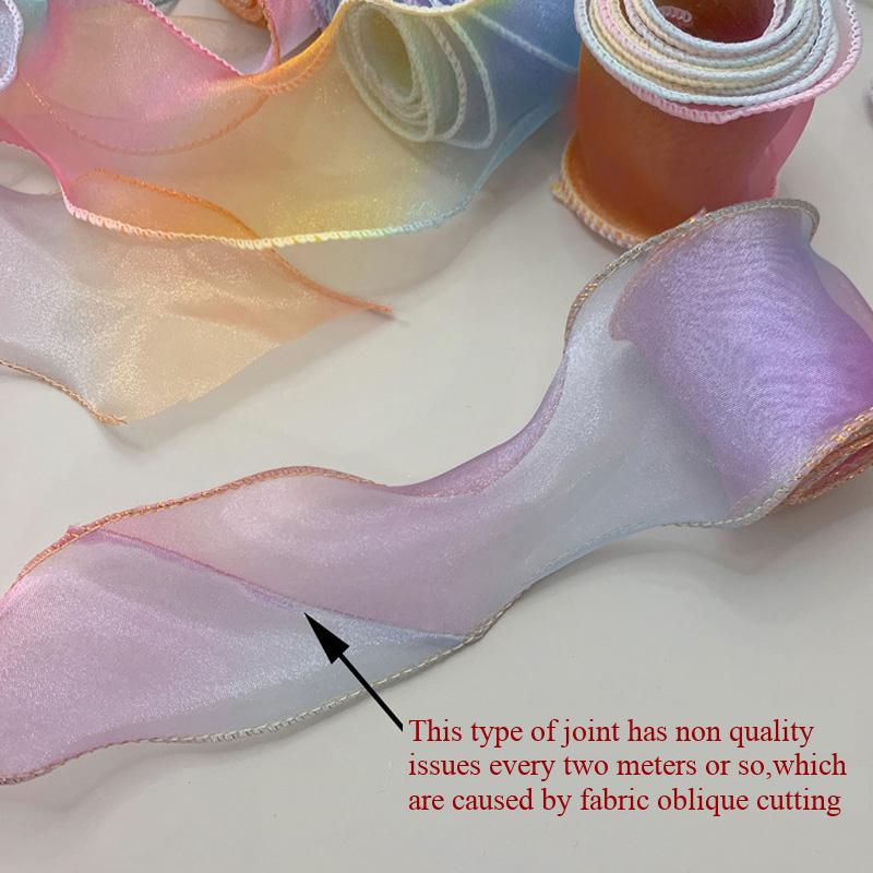 10 Yards Bord Vague 6cm Large Emballage Cadeau Dégradé Fournitures de Couture Accessoires d'Artisanat pour Chapeaux Coiffes DIY Fil Queue de Poisson