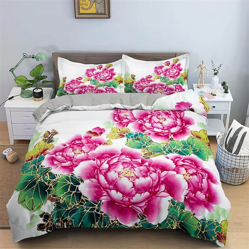 

Comforter Romantic Flower Rose Floral Bedding Set Microfiber Comforter King For Girl Women Wedding Valentine S Day Decor Comforter (quilt)-EU Single(135*200cm)3pcs