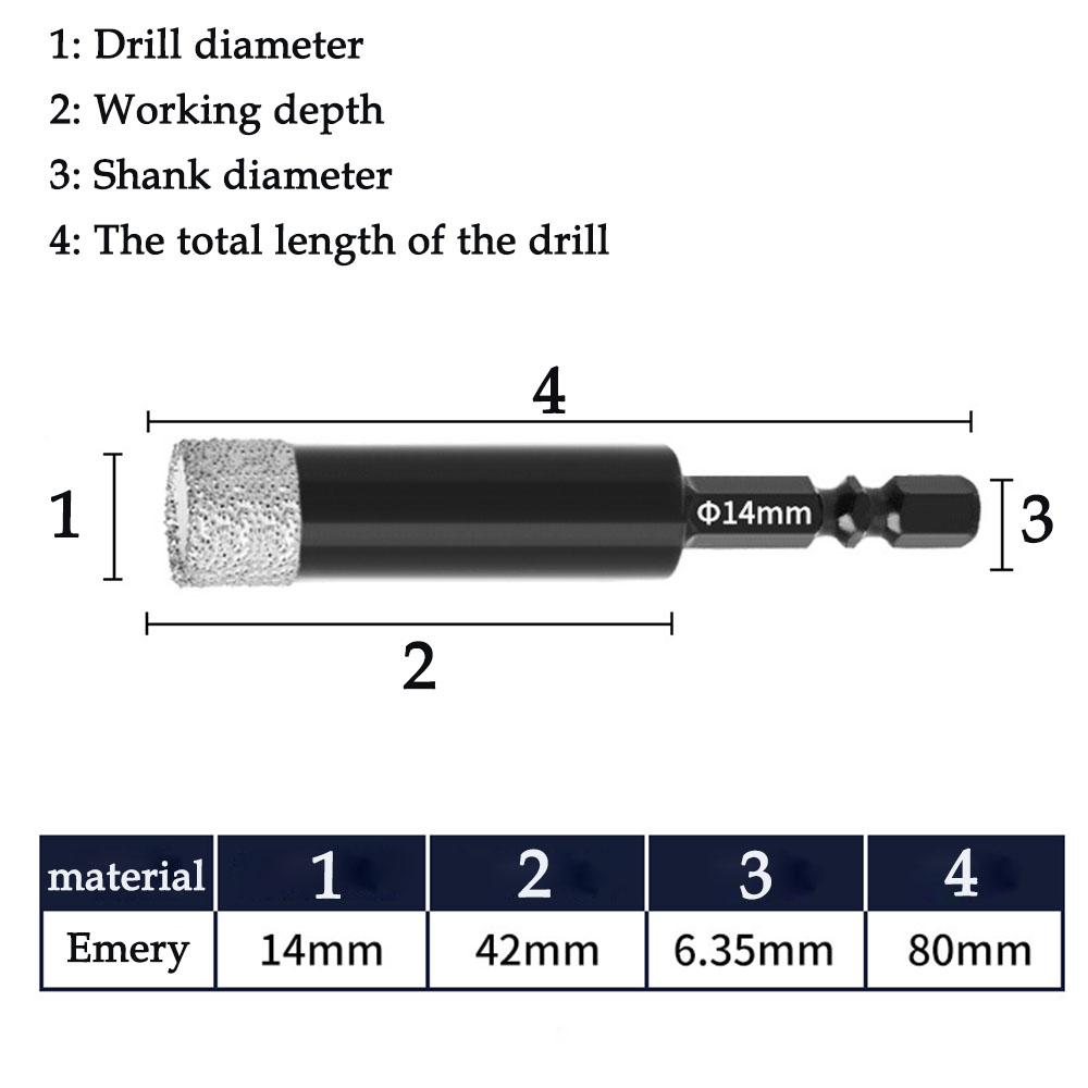 6/8/10/12mm Dry Diamond Drill Bits Set Vacuum Brazed Core Drill Bit Kit Quick Change Hex Shank for Porcelain Granite Tile Marble