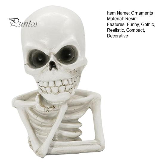 Creative Gothic Bar Decor Skeleton Thinker Statue Halloween Decor, Funny Thinking Figurine, Durable Realistic Art Resin Sculpture for Home Office Desk
