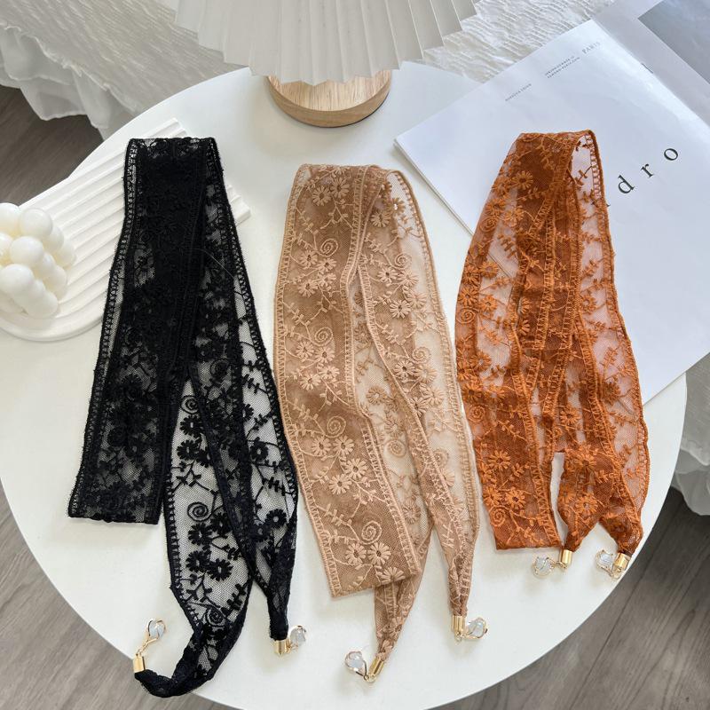 Girly Daisy Lace Pendant Headband & Silk Scarf Multifunctional Ribbon