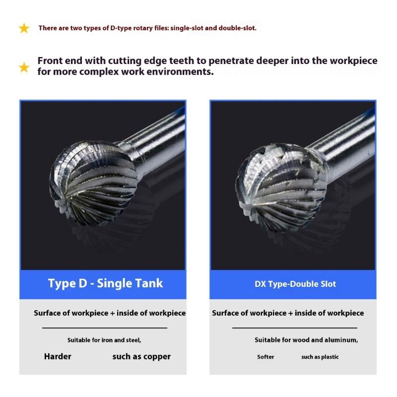 Type Carbides Rotary File Efficiency Grinding Head Round Shank Design For Metal Wood Plastic Grinding Clear Burrs