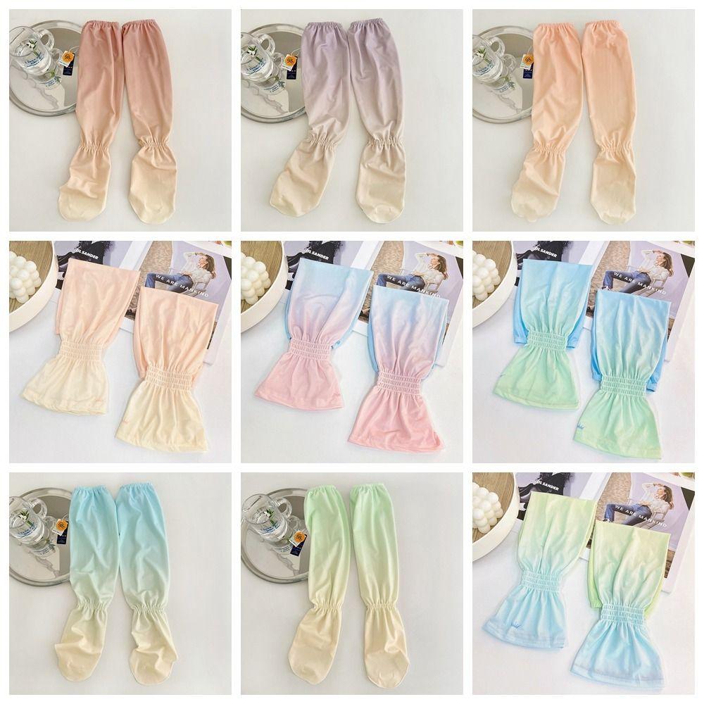 Gradient Long Ice Silk Sleeves Elastic Cycling Gloves Sun Protection Sunscreen Arm Covers  Outdoor