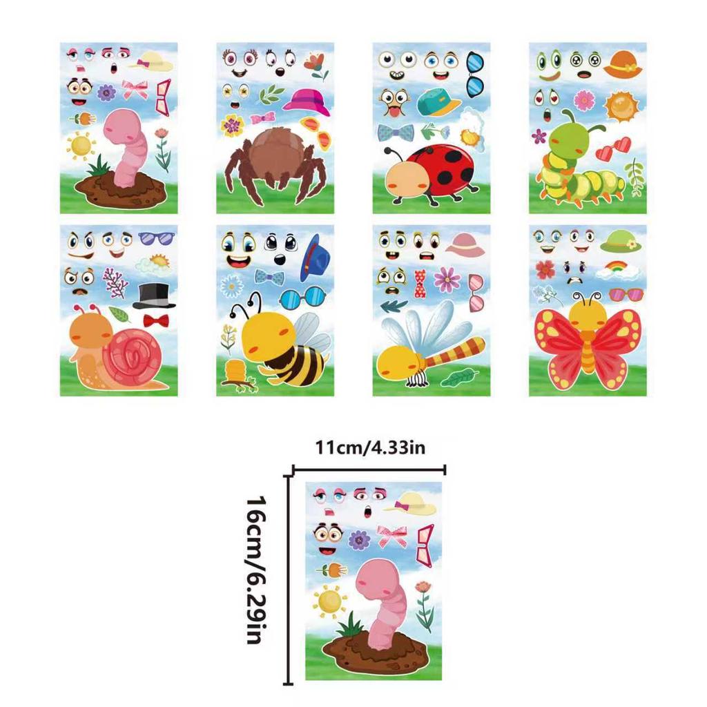 Frühling Insekt Cartoon Gesicht Wechsel Sticker Niedliche Biene Schmetterling DIY für Kinder Schreibwaren