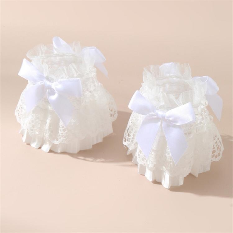 Lace Wrist Cuffs Pair for Historical Costume Parties Decorative Bowknot Lace Wristband for Cosplay and Fashion