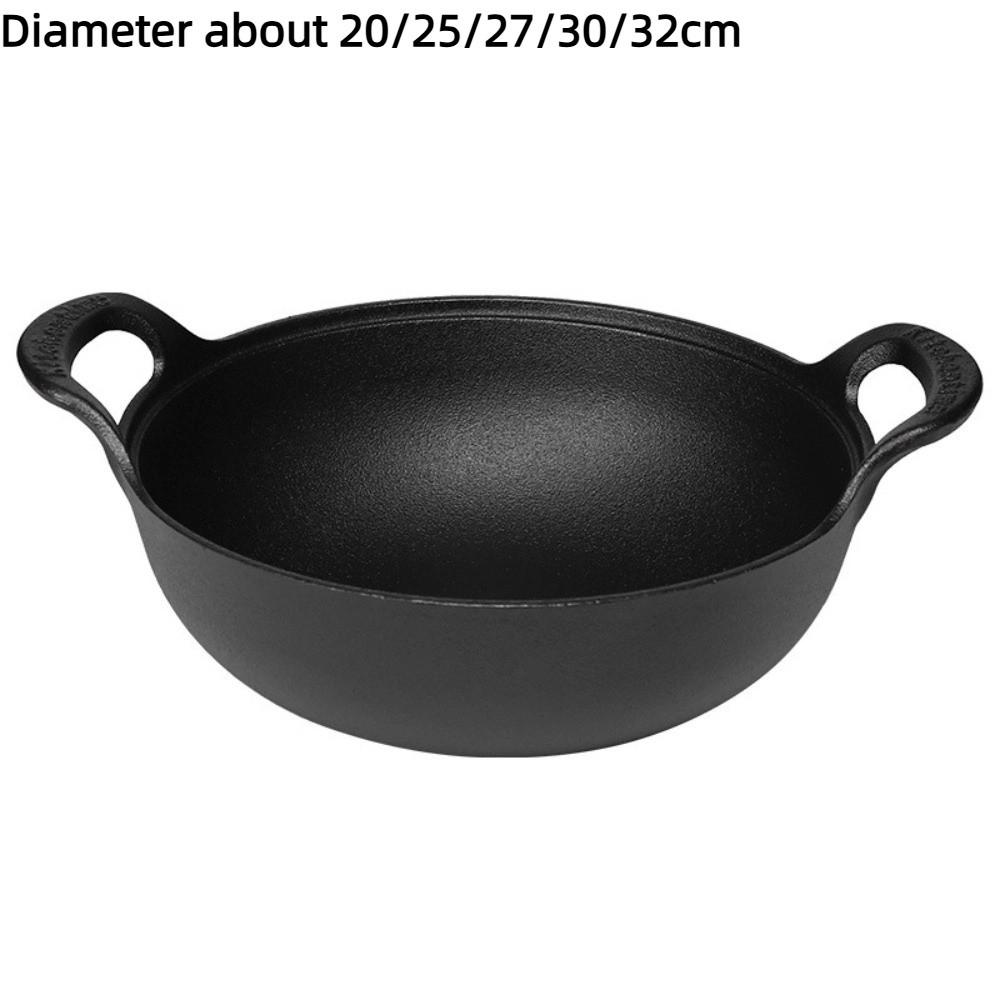 With Lid Cast Iron Pot Hand-forged Cooking Cookware Durable Chinese Wok Pan  Gas Induction Cooker