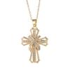 Micro-Set Zircon Cross Pendant Necklace For Women Fashion Versatile Collarbone Chain