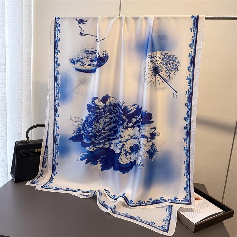 Spring Autumn Luxury Women Printed Thin Sun Protection Scarves Elegant 180*80cm Wraps Hijabs Lady Shawls Female Fashion Bandana