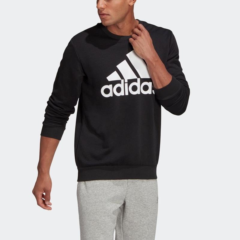 Adidas Logo Print Sport Rundhals-Sweatshirt Herren Tops Schwarz GK9076