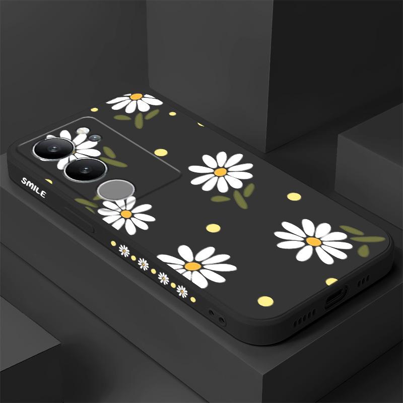 Coque de téléphone élégante Marguerite Pour VIVO V50 V40 V30 V29 V29E V27 V27E V25 V25E V23 V23E V21 V20 Y20 Y12 Y21 Y22 Y50 Y35 Pro 4G 5G