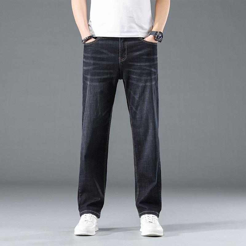 

Мужские эластичные мужские брюки, прямые свободные брюки, повседневные ультратонкие брюки из ледяного шелка 28 чёрный