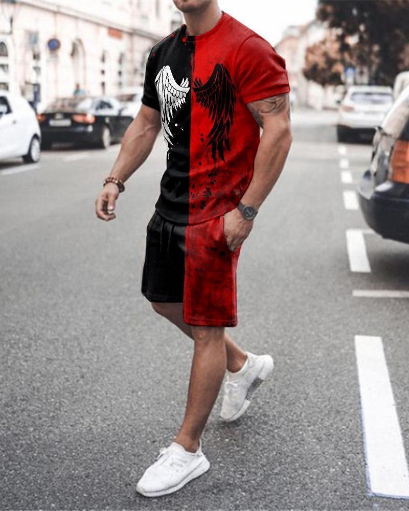Tuta Estiva Uomo 2 Pezzi: T-Shirt E Pantaloncini Con Stampa Teschio Vichingo 3D