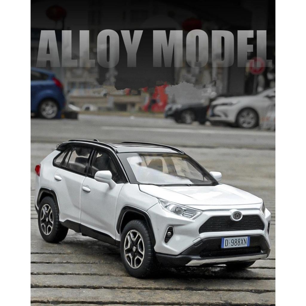 1/32 Toyota RAV4 SUV Alloy Car Model Diecast Metal Toy Vehicles Car Model High Simulation Sound and Light Collection Childrens Toy Gift