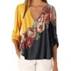 Women Casual Tops Shirt Ladies V Neck Floral Print Loose T-shirt Blouse Tee Top